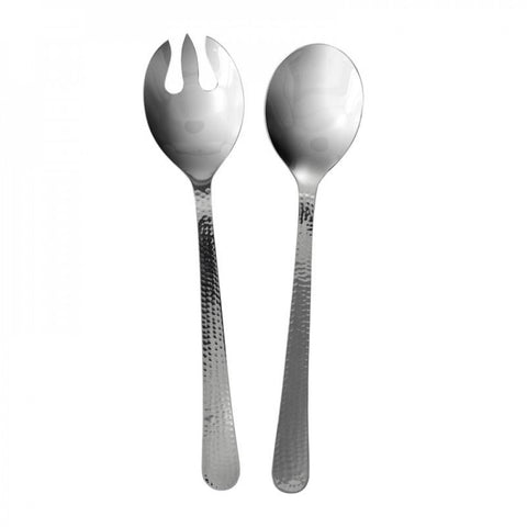 Couvert à salade inox martelés