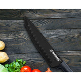 Herzberg HG-MSN8SLV: Ensemble de 8 couteaux avec support en acrylique - Carbonne