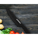 Herzberg HG-MSN8SLV: Ensemble de 8 couteaux avec support en acrylique - Marbre noir